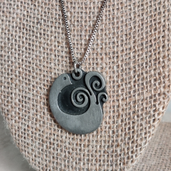 Vintage Sweden Artist R.Tennesmed Bird Necklace Pewter MCM - Picture 7 of 13